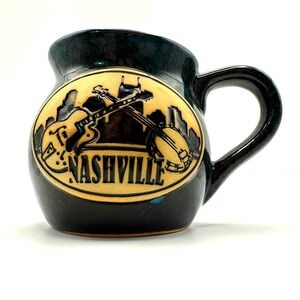 Vintage Nashville Blue Speckled Stoneware Mug Cup‎ Tennessee Coffee Music